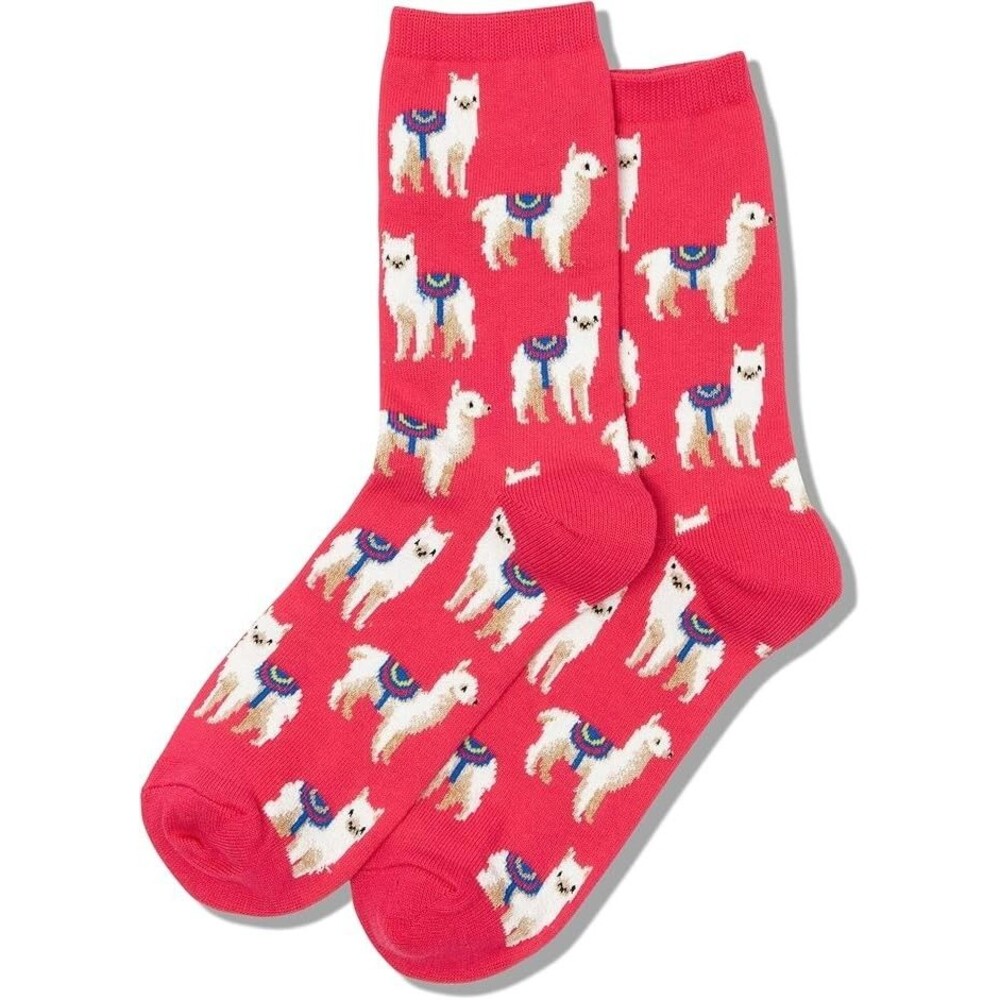 Hot Sox Unisex Llama Pink Crew Socks One Pair Fits Sizes 9-11 NWT